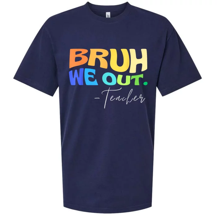 Funny End Of School Year Teacher Summer Bruh We Out Teachers Sueded Cloud Jersey T-Shirt