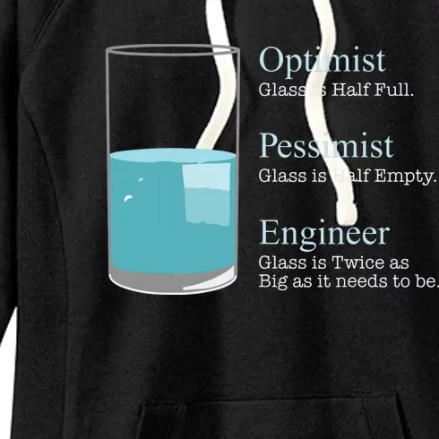 Funny Engineer Optimist Pessimist Engineering Women's Fleece Hoodie