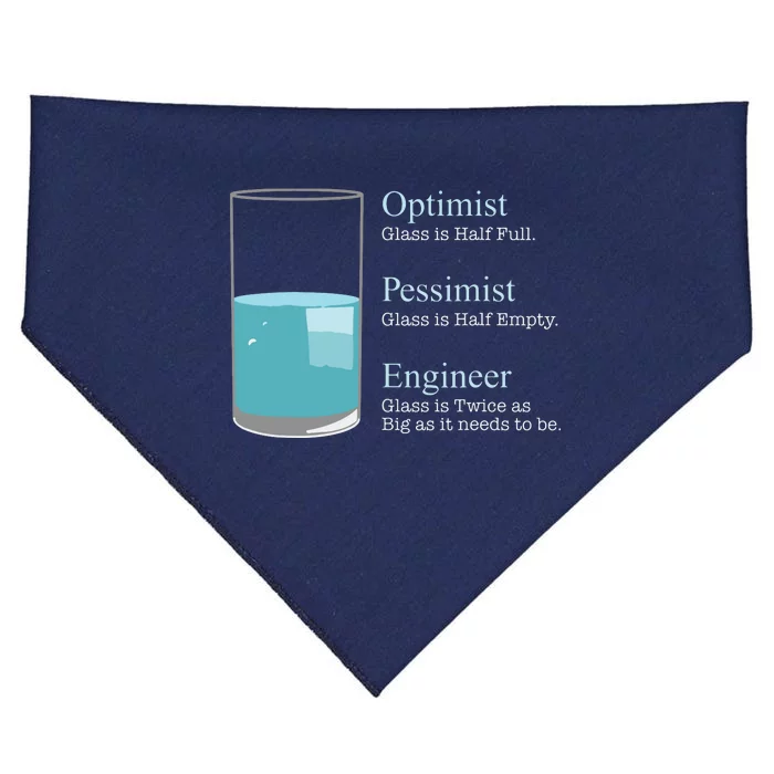 Funny Engineer Optimist Pessimist Engineering USA-Made Doggie Bandana