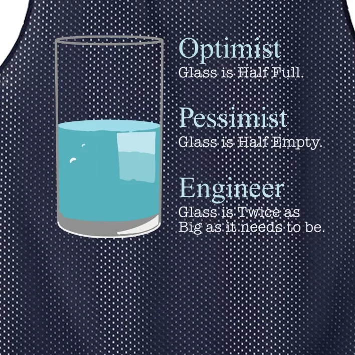 Funny Engineer Optimist Pessimist Engineering Mesh Reversible Basketball Jersey Tank