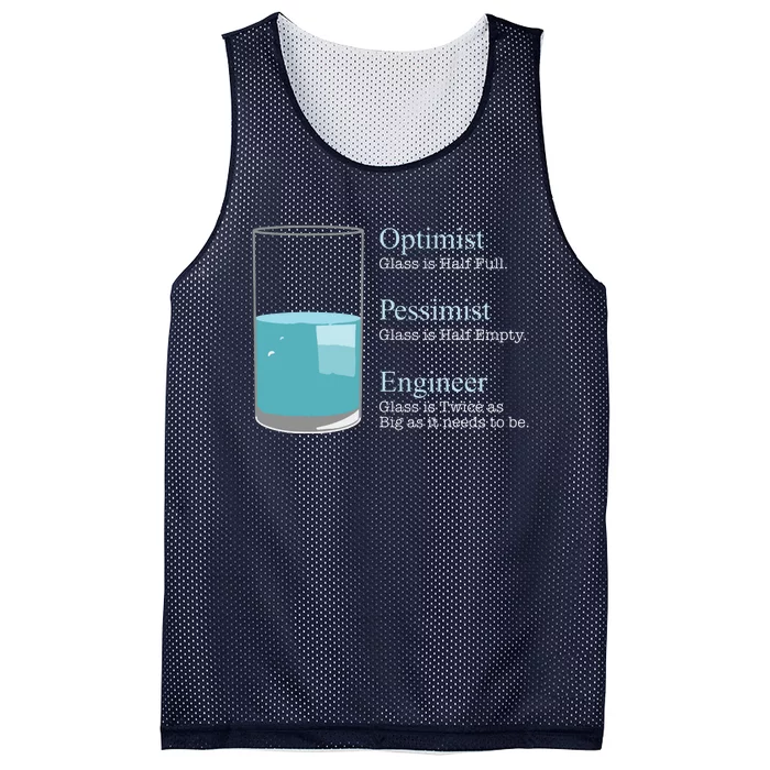 Funny Engineer Optimist Pessimist Engineering Mesh Reversible Basketball Jersey Tank