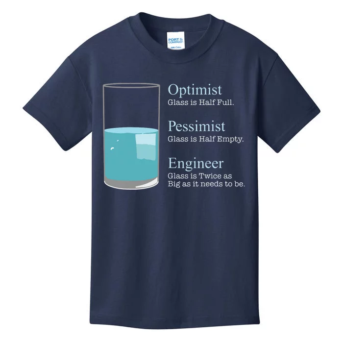 Funny Engineer Optimist Pessimist Engineering Kids T-Shirt