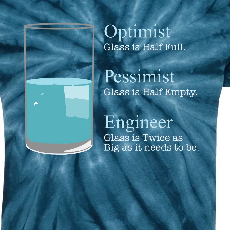 Funny Engineer Optimist Pessimist Engineering Kids Tie-Dye T-Shirt