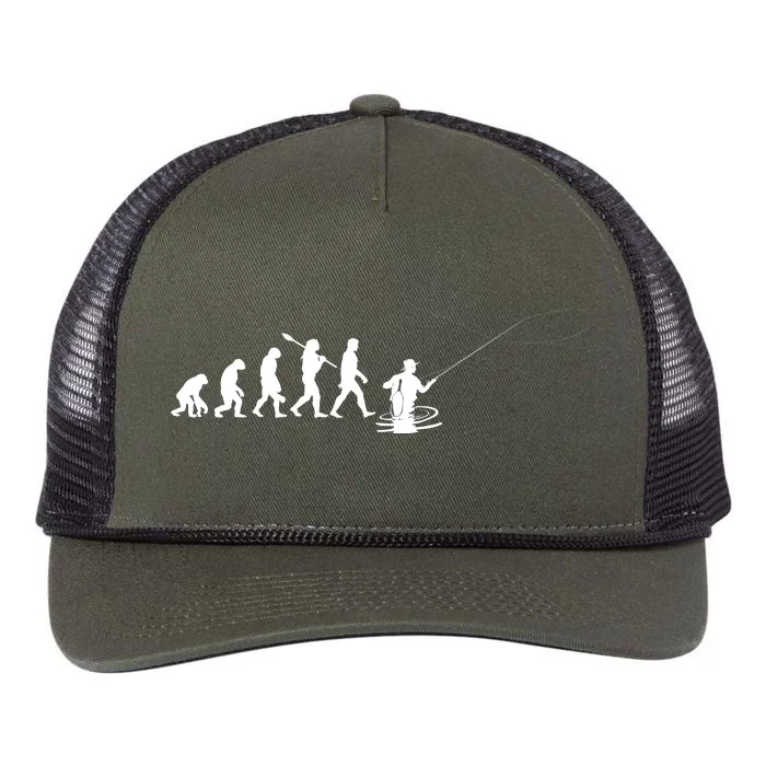 Funny Evolution Of Man Fly Fishing Retro Rope Trucker Hat Cap