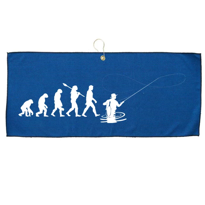 Funny Evolution Of Man Fly Fishing Large Microfiber Waffle Golf Towel