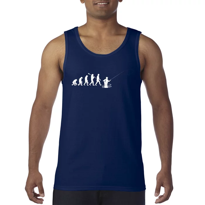 Funny Evolution Of Man Fly Fishing Tank Top