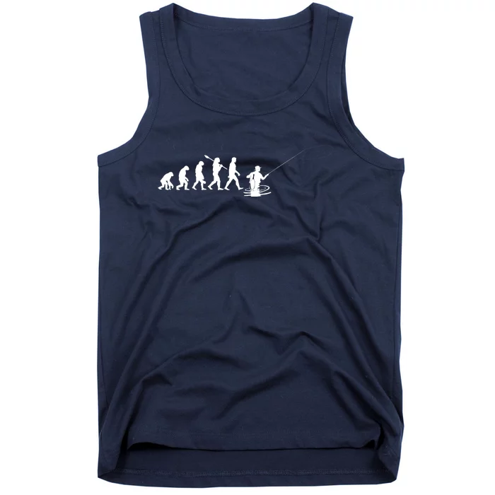 Funny Evolution Of Man Fly Fishing Tank Top