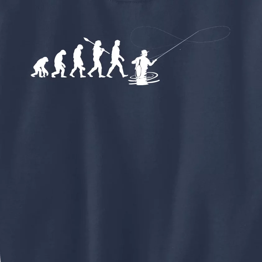 Funny Evolution Of Man Fly Fishing Kids Sweatshirt