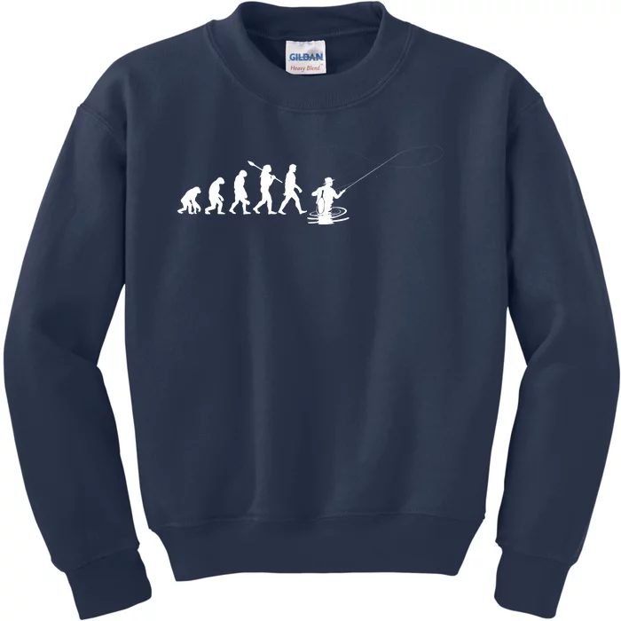 Funny Evolution Of Man Fly Fishing Kids Sweatshirt