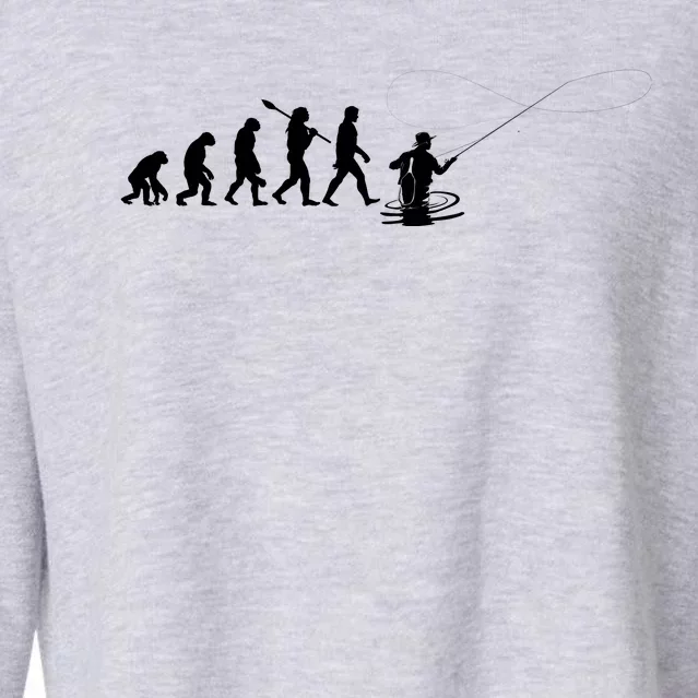 Funny Evolution Of Man Fly Fishing Cropped Pullover Crew