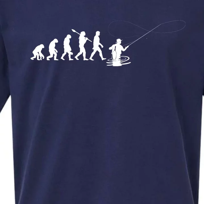 Funny Evolution Of Man Fly Fishing Sueded Cloud Jersey T-Shirt