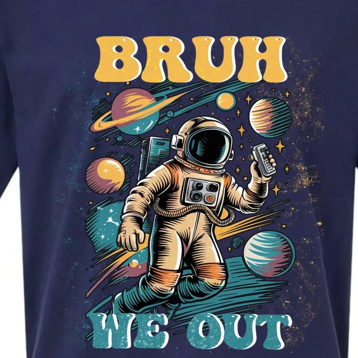 Funny End Of School Year Astronaut Summer Bruh We Out Funny Gift Sueded Cloud Jersey T-Shirt