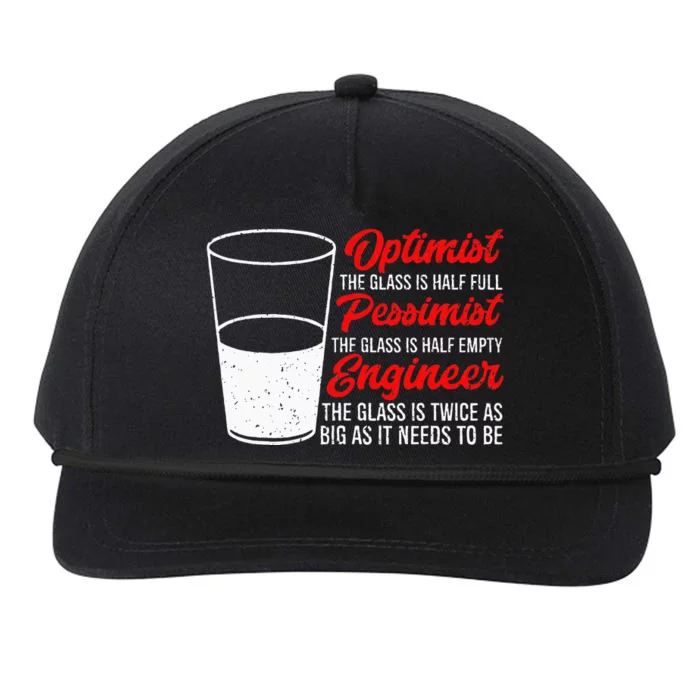 Funny Engineer Optimist Pessimist Glass Engineer Snapback Five-Panel Rope Hat