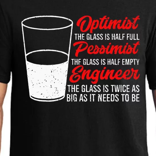 Funny Engineer Optimist Pessimist Glass Engineer Pajama Set