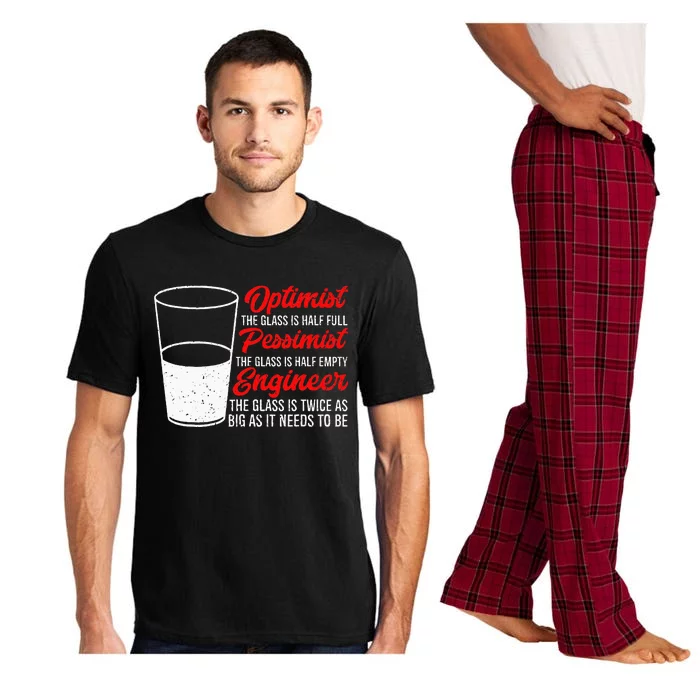 Funny Engineer Optimist Pessimist Glass Engineer Pajama Set