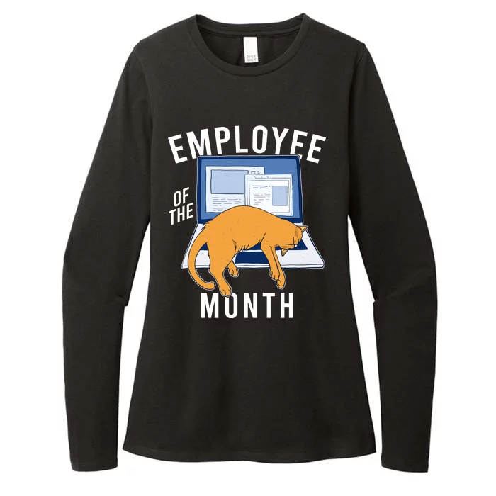 Funny Employee Of The Month Sleepy Cat Laptop Womens CVC Long Sleeve Shirt