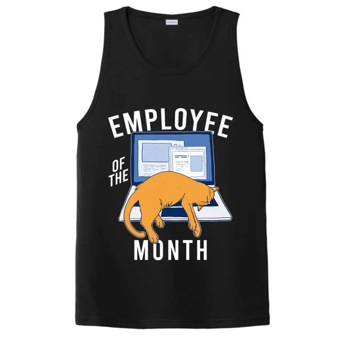 Funny Employee Of The Month Sleepy Cat Laptop Performance Tank