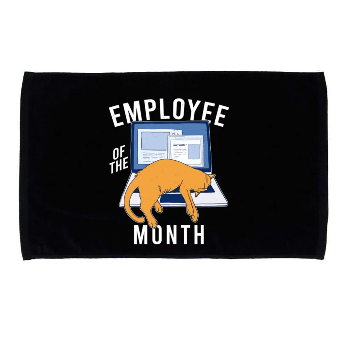 Funny Employee Of The Month Sleepy Cat Laptop Microfiber Hand Towel