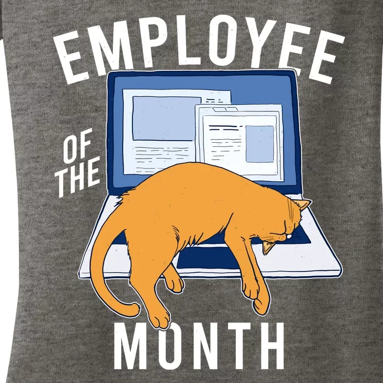 Funny Employee Of The Month Sleepy Cat Laptop Women's V-Neck T-Shirt