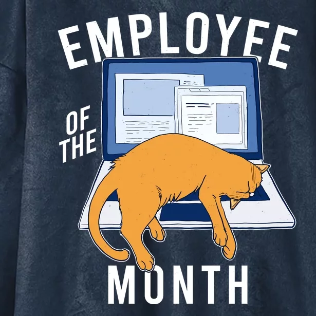 Funny Employee Of The Month Sleepy Cat Laptop Hooded Wearable Blanket