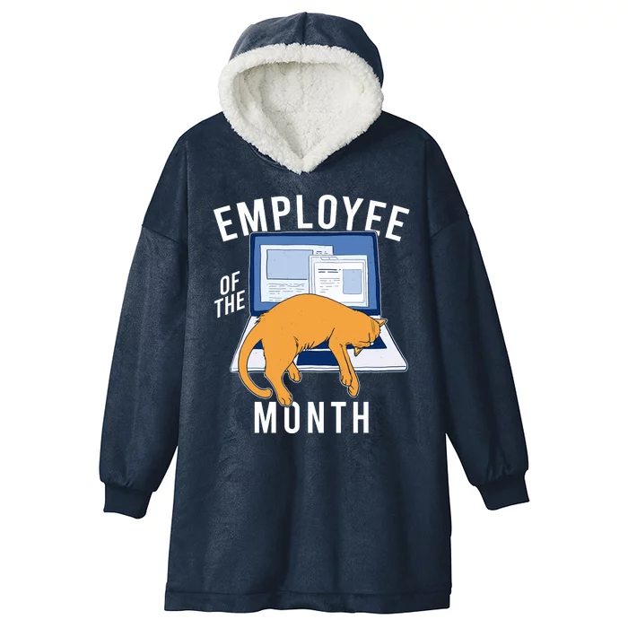 Funny Employee Of The Month Sleepy Cat Laptop Hooded Wearable Blanket