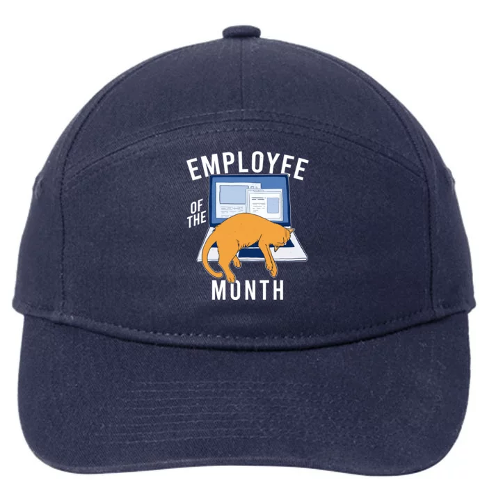 Funny Employee Of The Month Sleepy Cat Laptop 7-Panel Snapback Hat