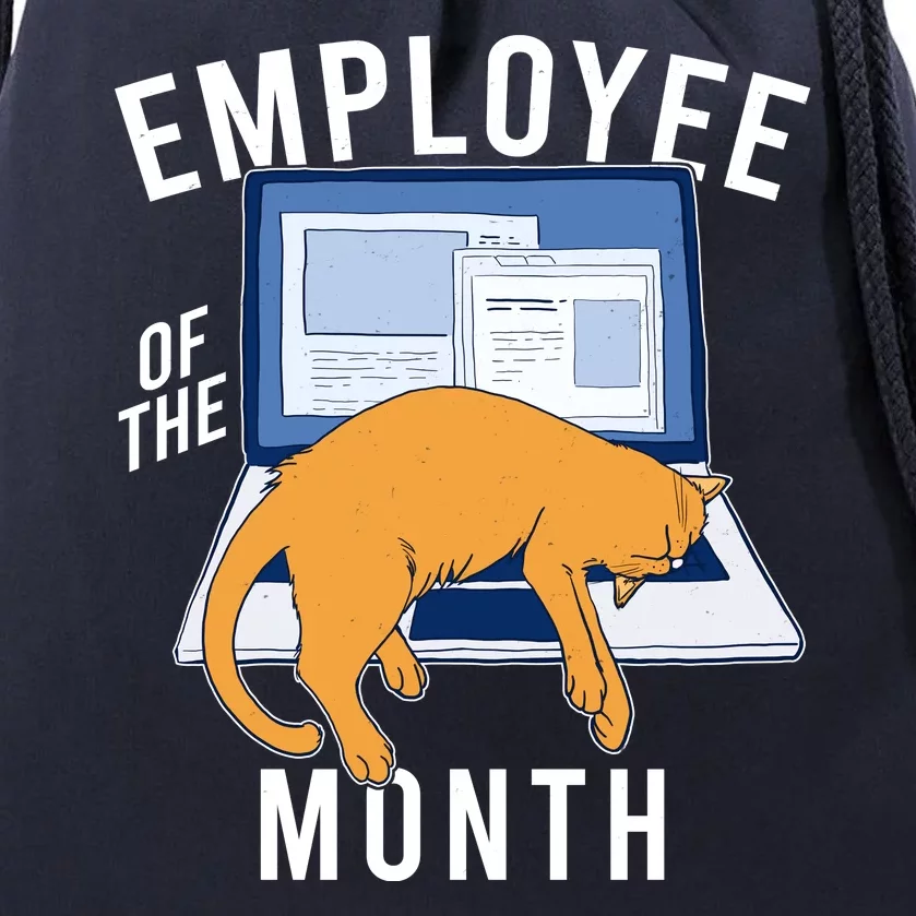 Funny Employee Of The Month Sleepy Cat Laptop Drawstring Bag