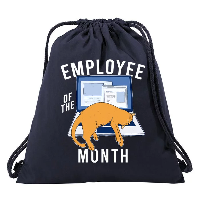 Funny Employee Of The Month Sleepy Cat Laptop Drawstring Bag