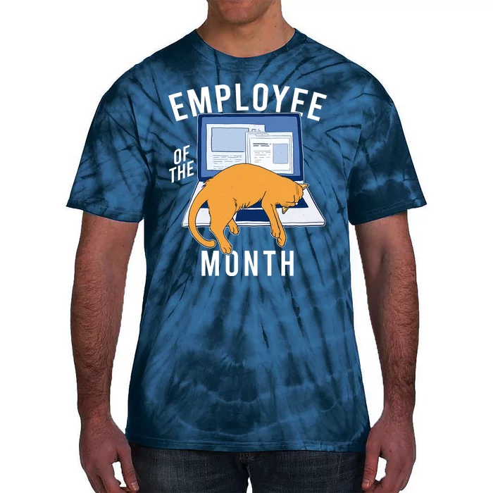 Funny Employee Of The Month Sleepy Cat Laptop Tie-Dye T-Shirt