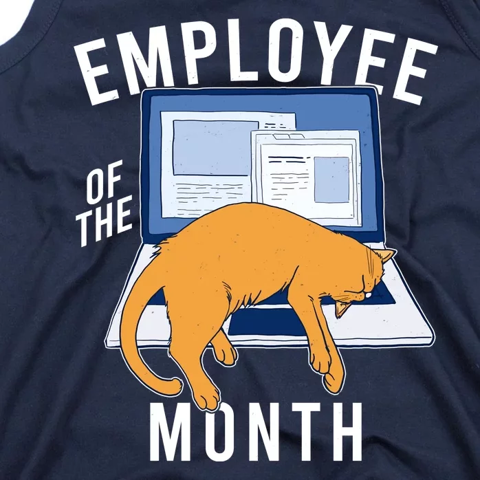 Funny Employee Of The Month Sleepy Cat Laptop Tank Top