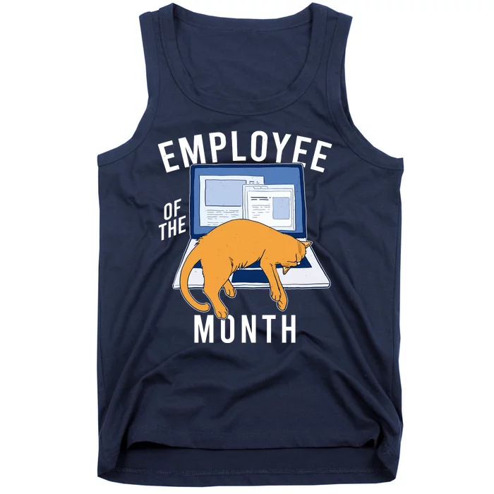 Funny Employee Of The Month Sleepy Cat Laptop Tank Top