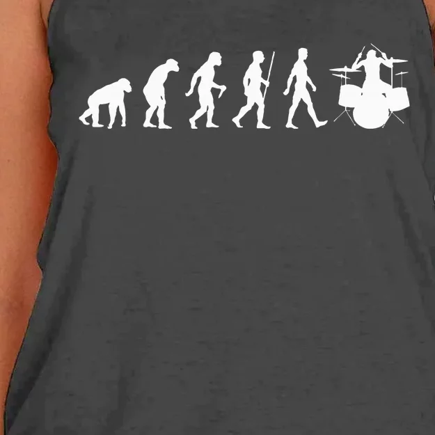 Funny Evolution Of Drummer Drumming Gifts For Drummers Women's Knotted Racerback Tank