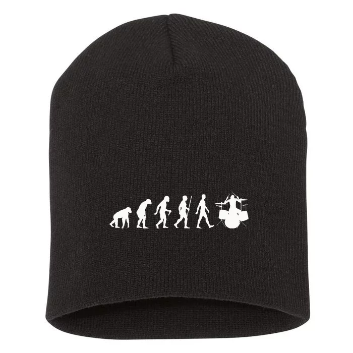 Funny Evolution Of Drummer Drumming Gifts For Drummers Short Acrylic Beanie