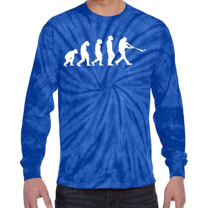 Funny Evolution Of Baseball Players Catcher Pitcher Fan Gift Tie-Dye Long Sleeve Shirt