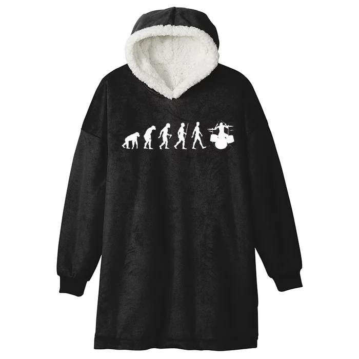 Funny Evolution Of Drummer Drumming Gifts For Drummers Hooded Wearable Blanket