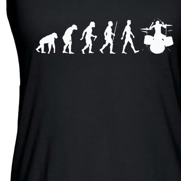 Funny Evolution Of Drummer Drumming Gifts For Drummers Ladies Essential Flowy Tank