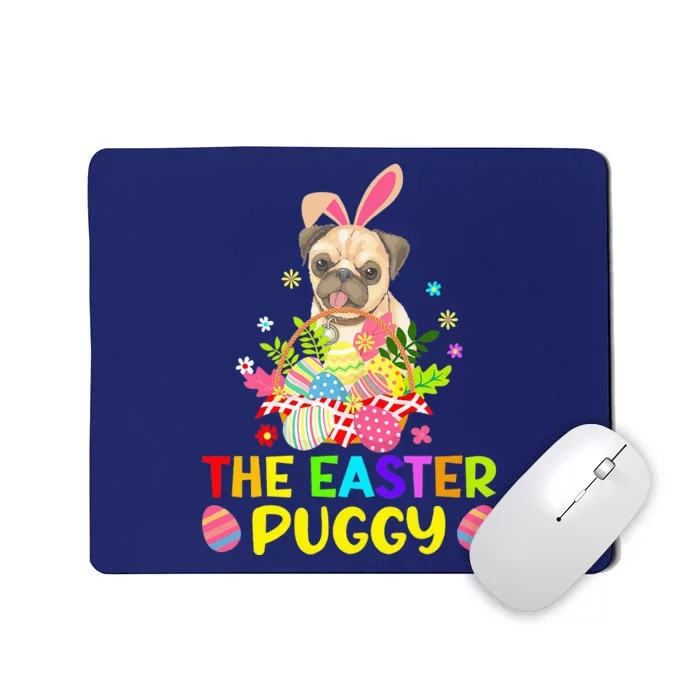 Funny Easter Pug Rabbit Ears Eggs Basket Dogs Mousepad