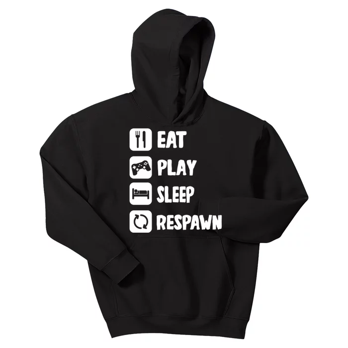 Funny Eat Play Sleep Respawn For Video Games Lovers Kids Hoodie