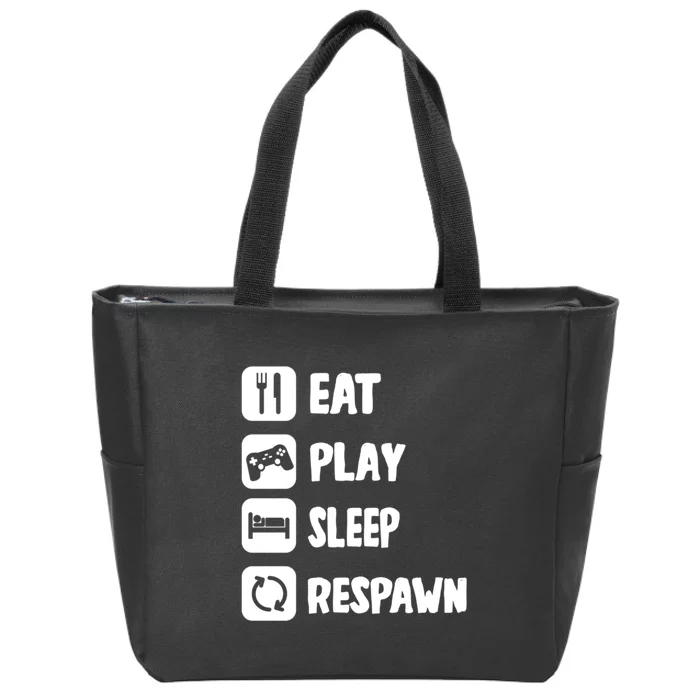 Funny Eat Play Sleep Respawn For Video Games Lovers Zip Tote Bag