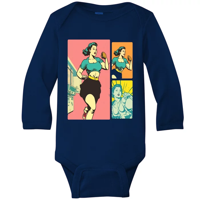 Fitness Enthusiasts Pop Art Cardio Lover Mom Gift Baby Long Sleeve Bodysuit