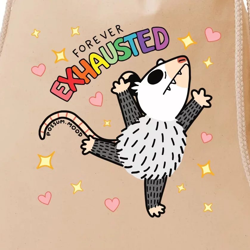 Forever Exhausted Possum Mood Drawstring Bag