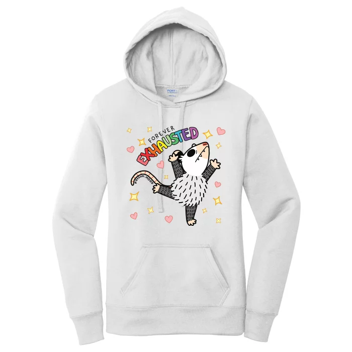 Forever Exhausted Possum Mood Women's Pullover Hoodie