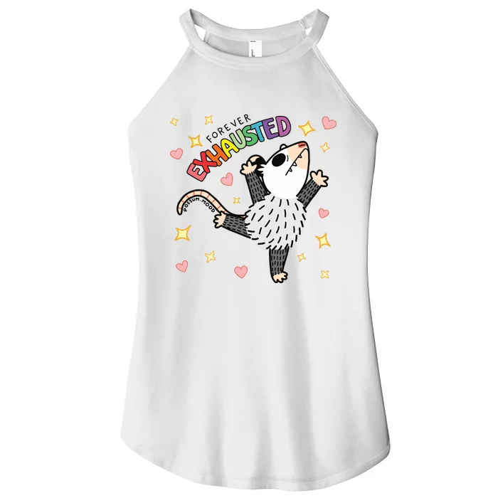 Forever Exhausted Possum Mood Women’s Perfect Tri Rocker Tank