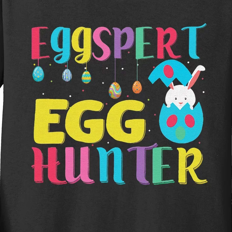 Funny Easter Pug Bunny Ear Eggs Basket Kids Long Sleeve Shirt