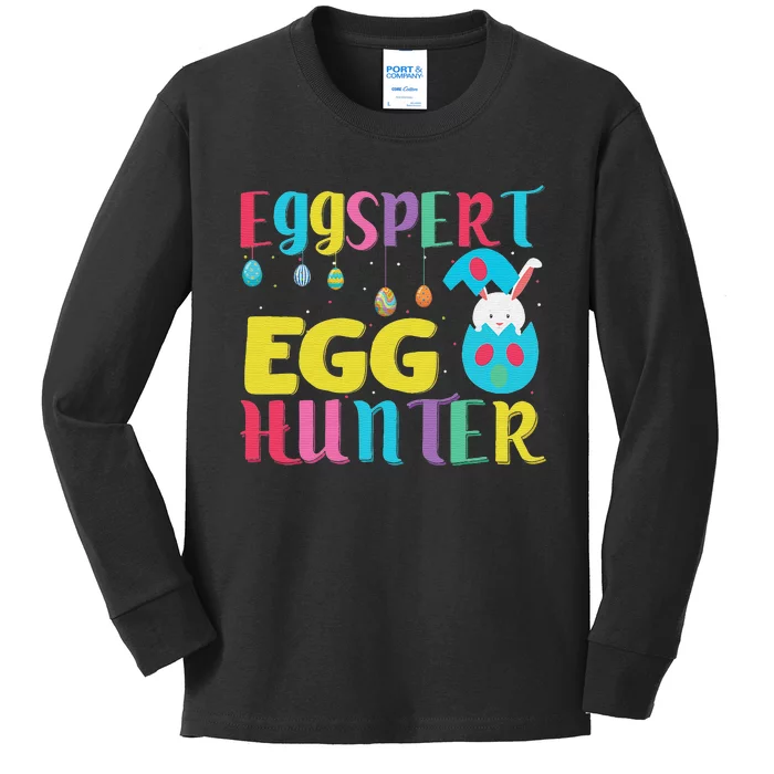 Funny Easter Pug Bunny Ear Eggs Basket Kids Long Sleeve Shirt