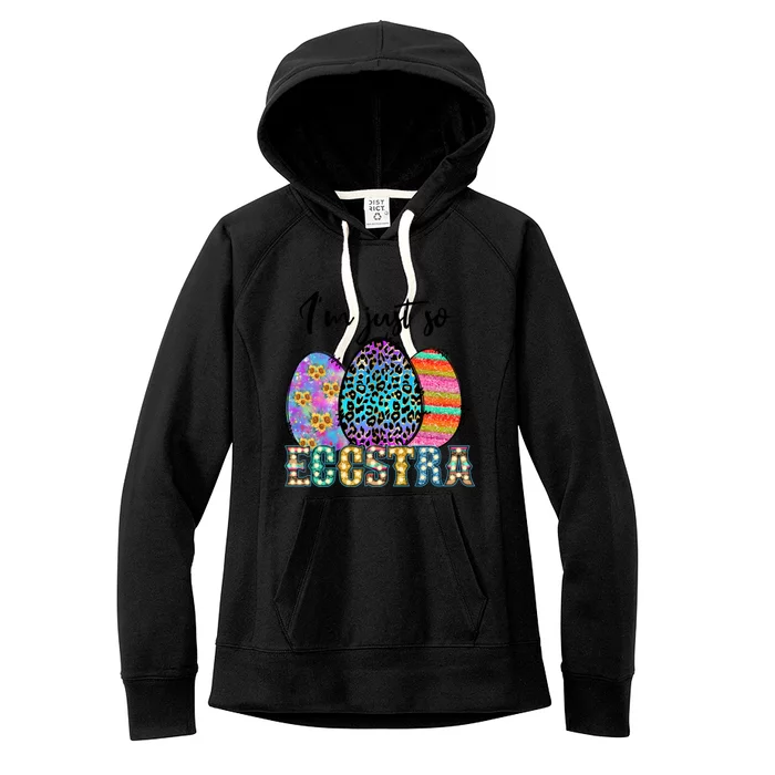 Funny Easter Pun With Colorful Easter Eggs For Teacher Mom Cool Gift Women's Fleece Hoodie