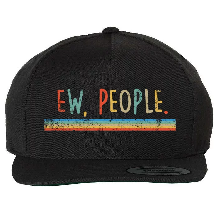 Funny Ew People Cat Meowy Humor Vintage Retro Distressed Gift Wool Snapback Cap