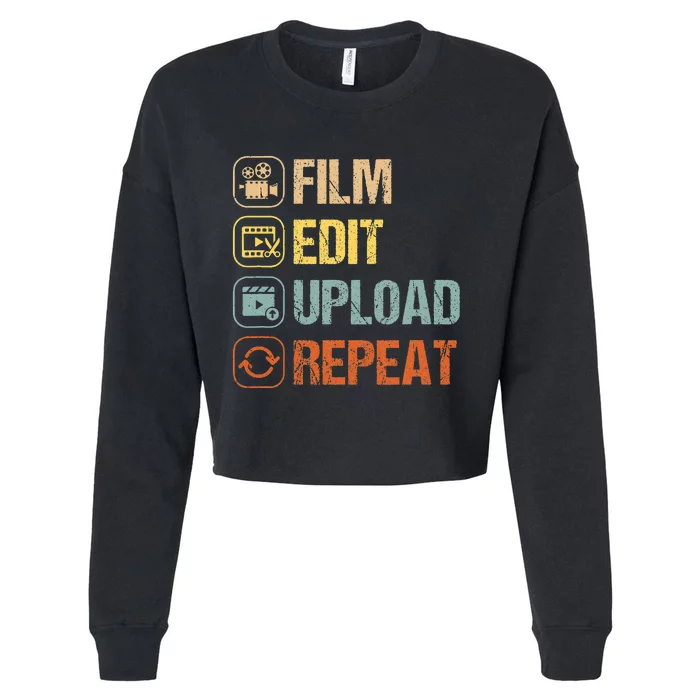 Film Edit Repeat Cinematographers Movie Maker Filmmaker Cropped Pullover Crew