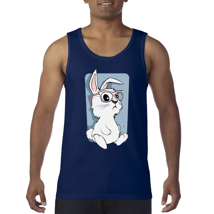 Funny Easter Rabbit Hipster Bunny Eyeglasses Women Gift Tank Top