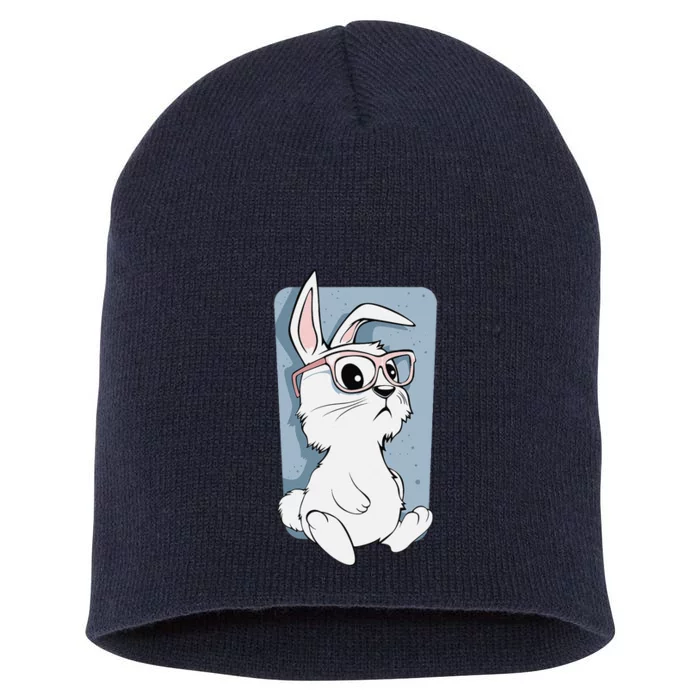 Funny Easter Rabbit Hipster Bunny Eyeglasses Women Gift Short Acrylic Beanie